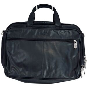 Kenneth Cole Reaction Manhattan Unisex Black Leather Briefcase Laptop Bag